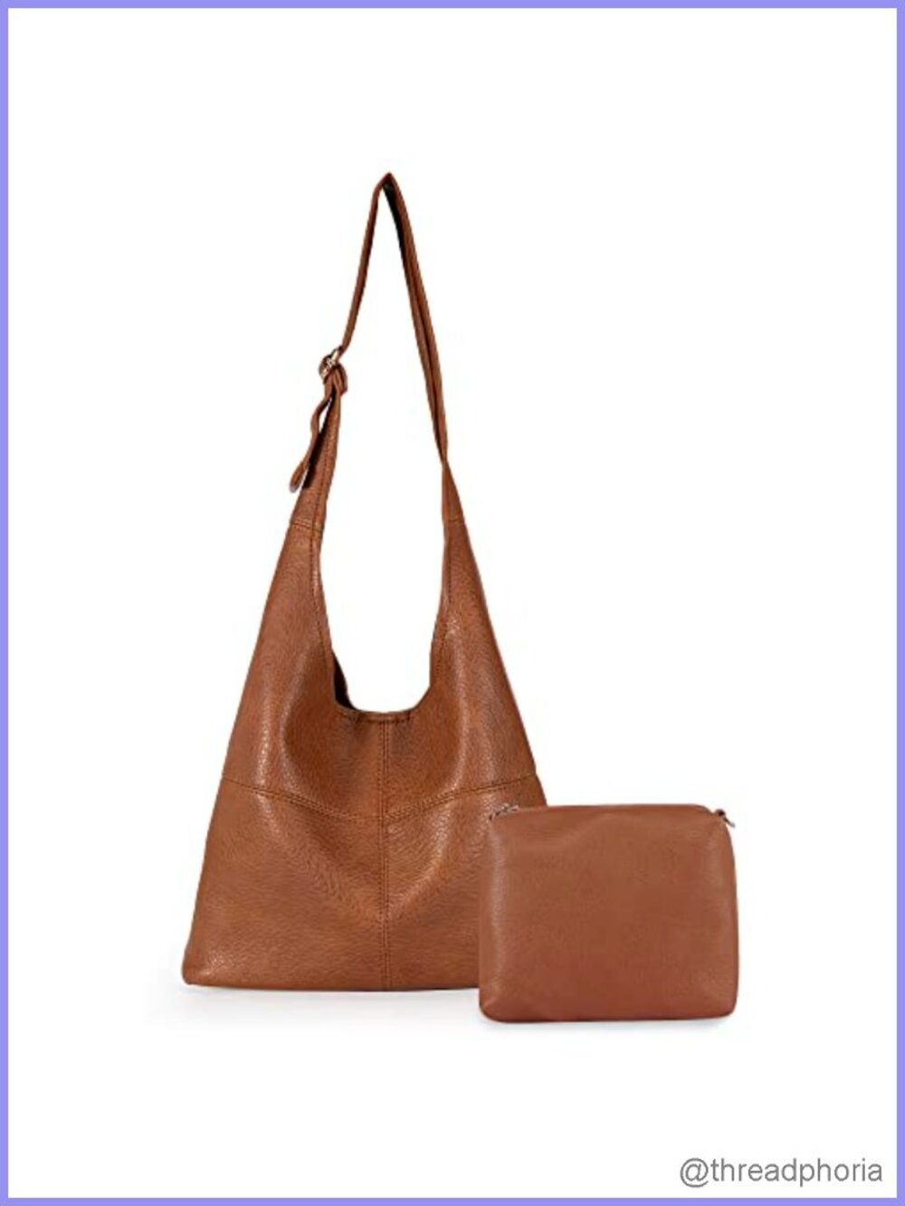 Women's Vegan Leather Hobo Purse Shoulder Bag with Wristlet